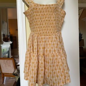 New with Tag Free People goldish yellow sunburst pattern mini dress sz small